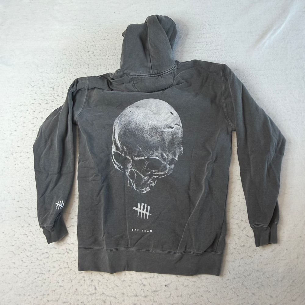 Comfort Colors Hoodie Mens Medium Gray Dead By Daylight Dev Team Skull Graphic